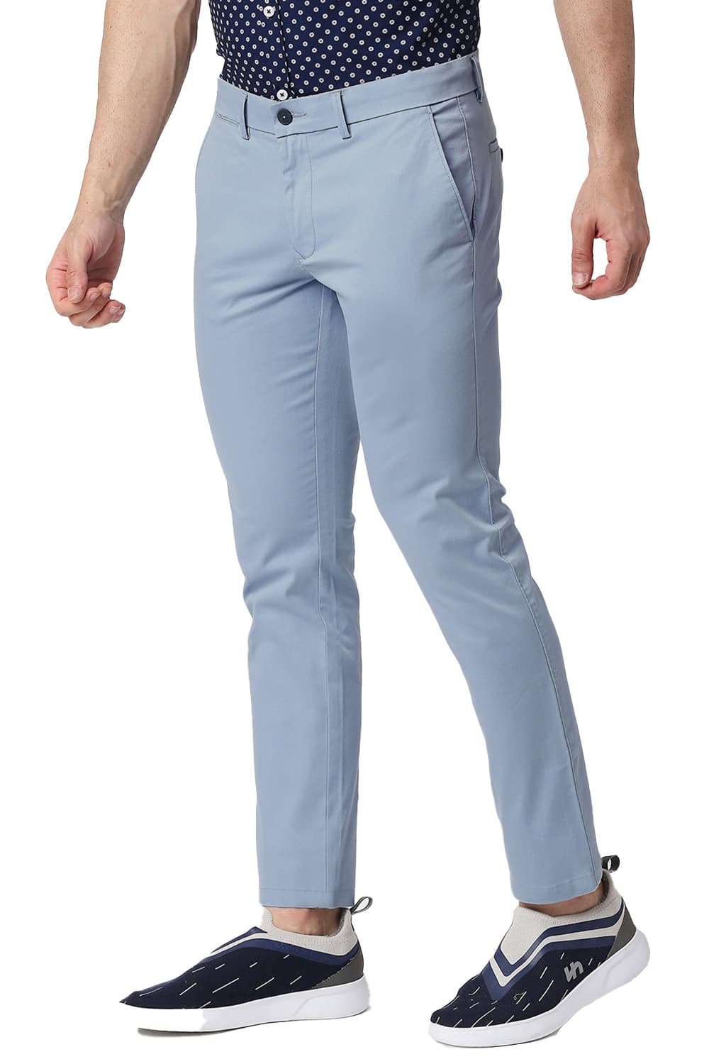 BASICS TAPERED FIT COTTON STRETCH TROUSERS