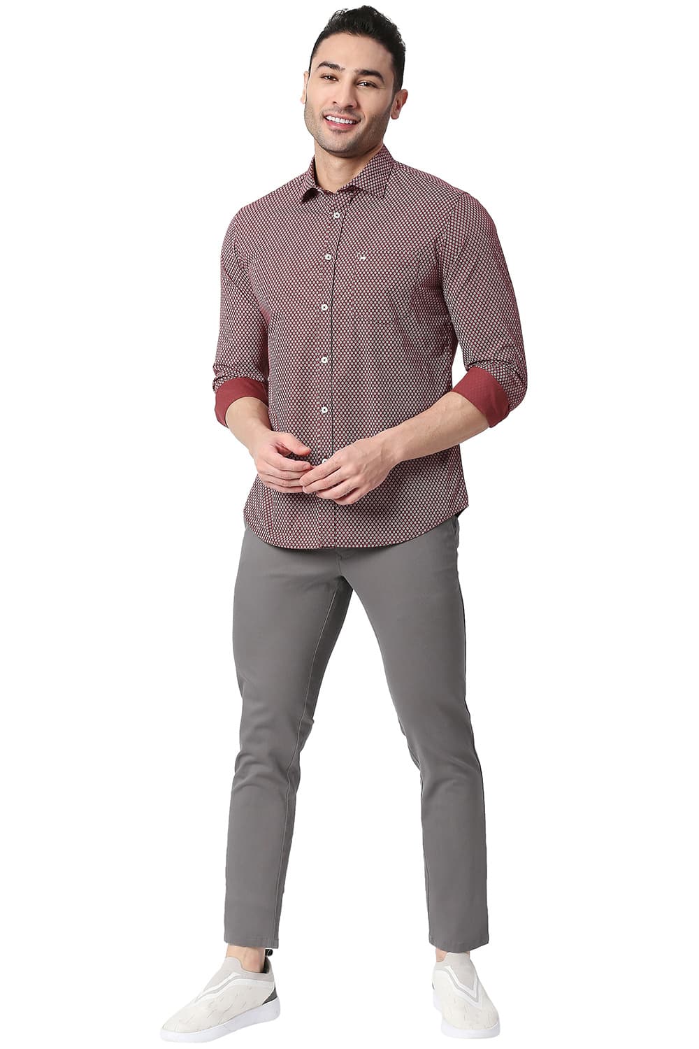 BASICS TAPERED FIT COTTON STRETCH TROUSERS