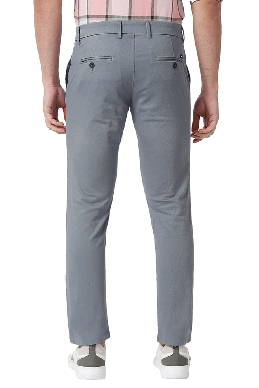 BASICS TAPERED FIT TURBULENCE BLUE COTTON STRETCH TROUSERS