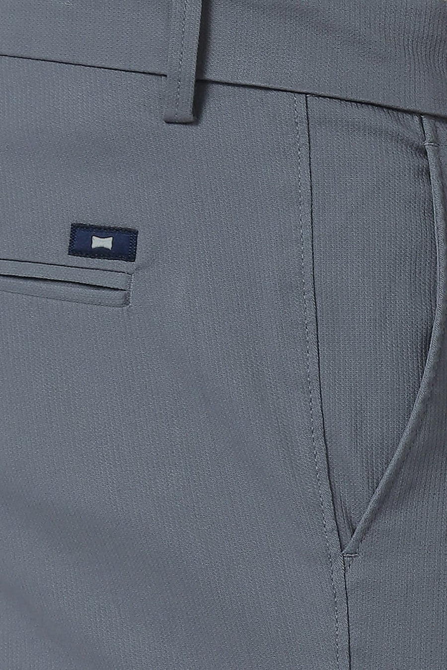BASICS TAPERED FIT TURBULENCE BLUE COTTON STRETCH TROUSERS