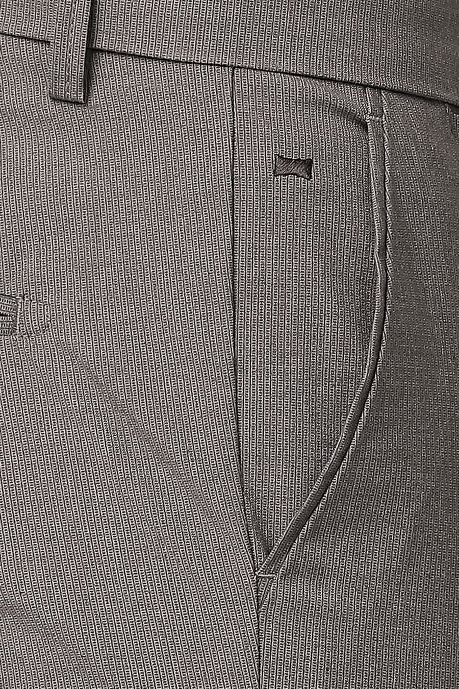 BASICS TAPERED FIT CROCODILE BROWN COTTON POLYESTER STRETCH TROUSERS
