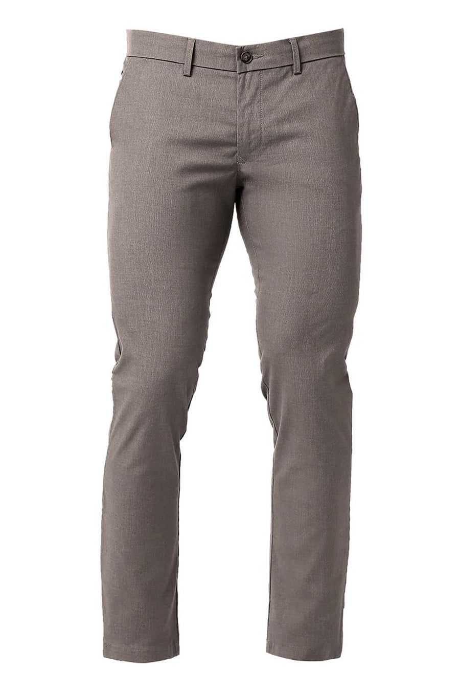 BASICS TAPERED FIT CROCODILE BROWN COTTON POLYESTER STRETCH TROUSERS