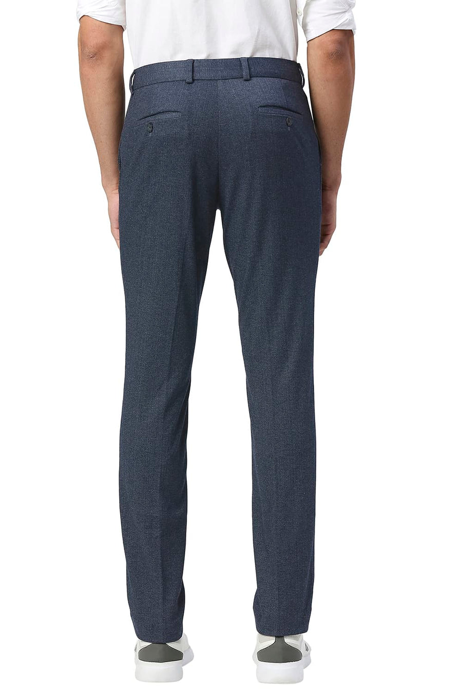 BASICS TAPERED FIT BLUE NIGHT POLY RAYON STRETCH KNIT TROUSERS
