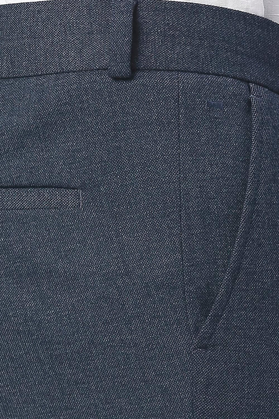 BASICS TAPERED FIT BLUE NIGHT POLY RAYON STRETCH KNIT TROUSERS