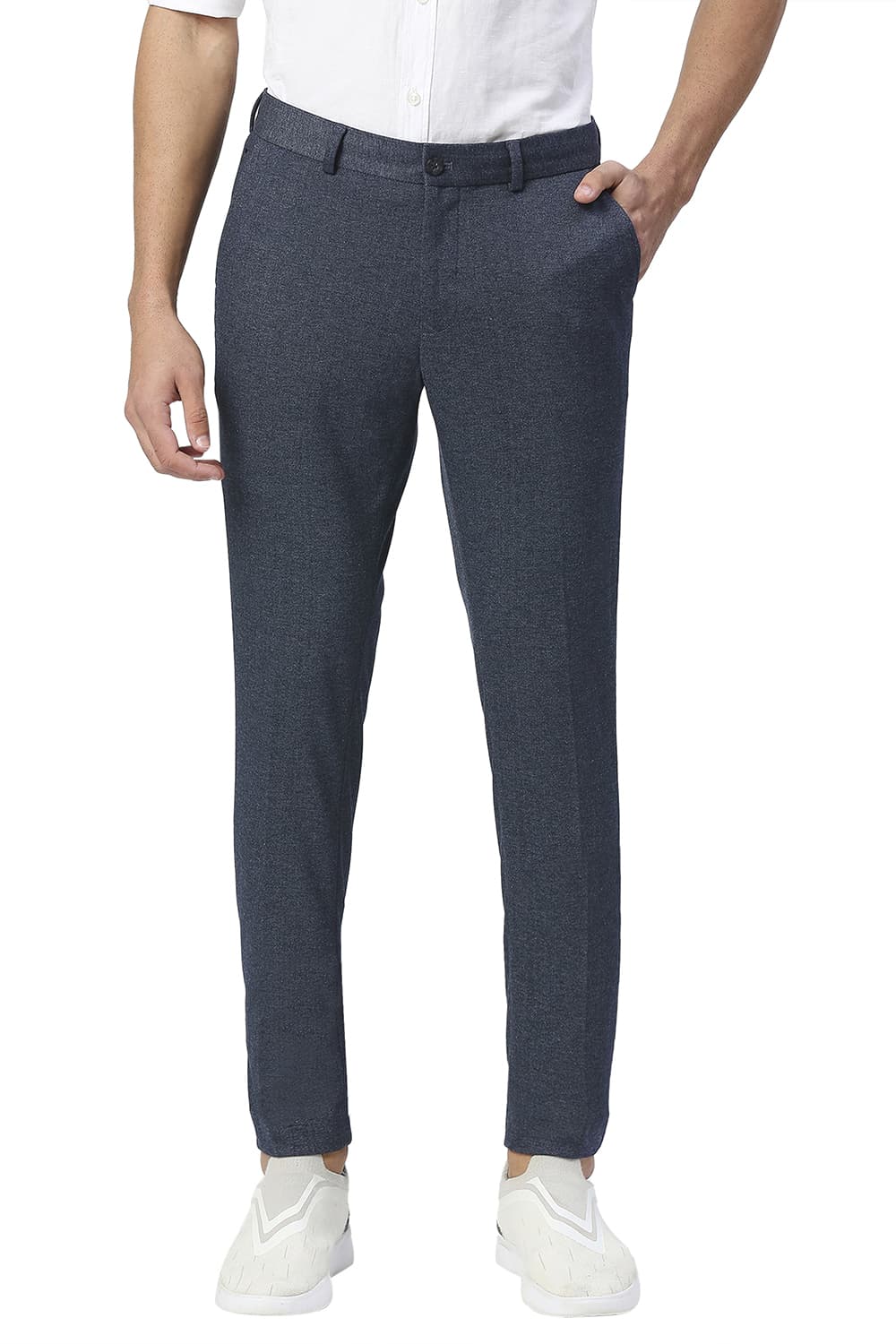 BASICS TAPERED FIT POLY RAYON STRETCH KNIT TROUSERS