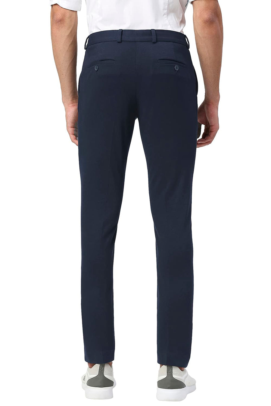 BASICS TAPERED FIT OUTER SPACE POLY RAYON STRETCH KNIT TROUSERS