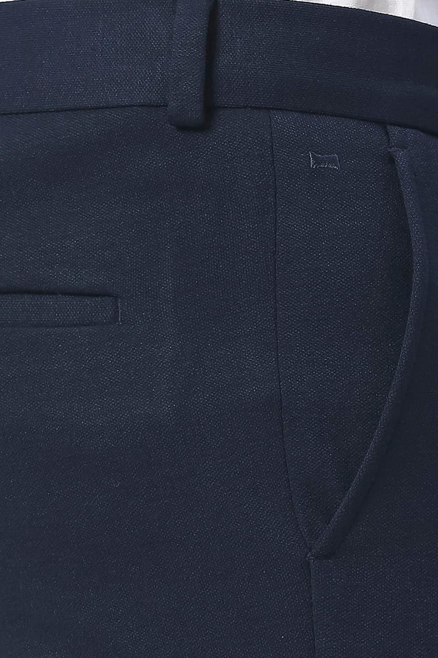 BASICS TAPERED FIT OUTER SPACE POLY RAYON STRETCH KNIT TROUSERS