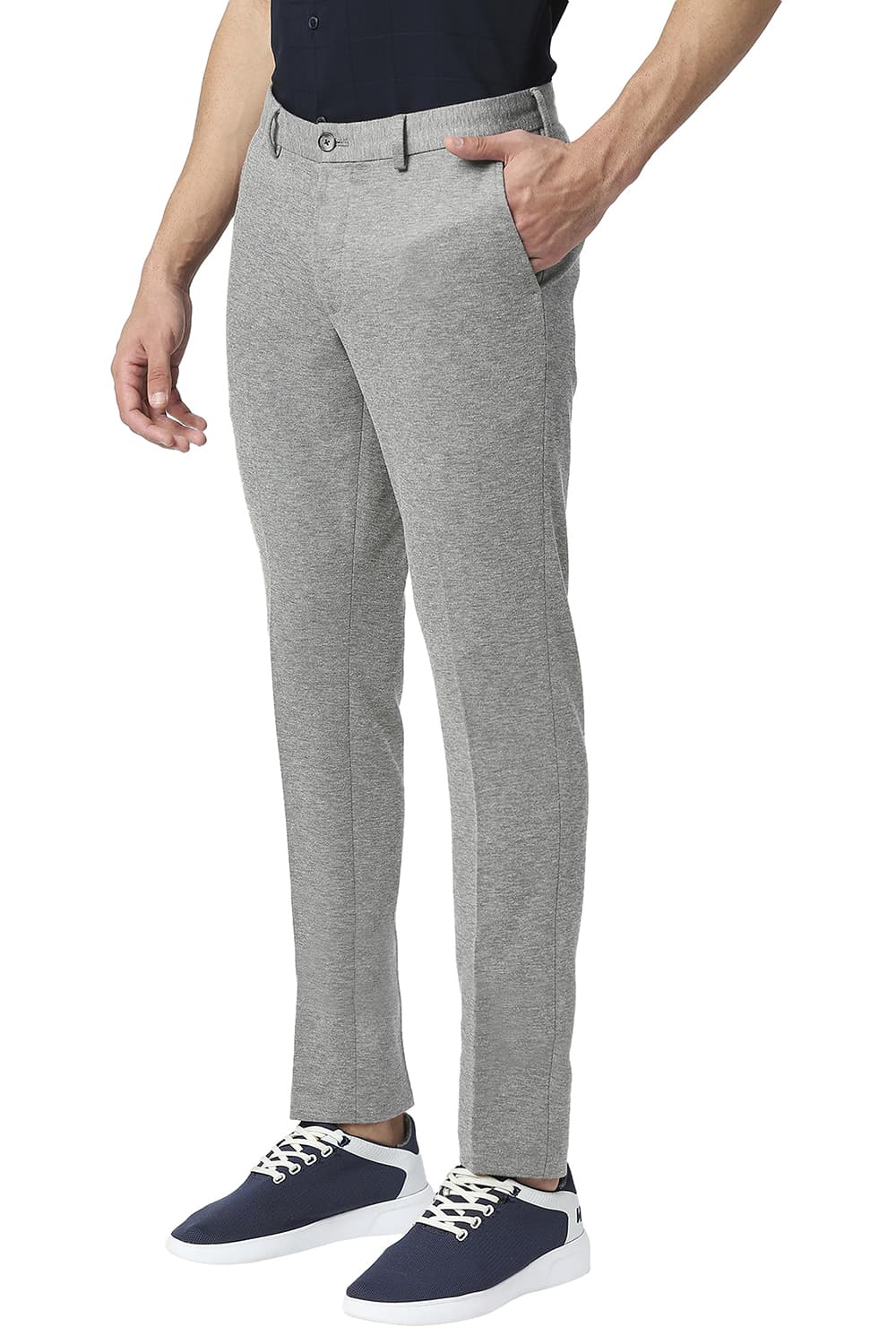 BASICS TAPERED FIT POLY RAYON STRETCH KNIT TROUSERS