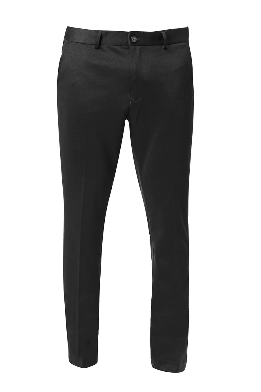 BASICS TAPERED FIT ASPHALT POLY RAYON STRETCH KNIT TROUSERS