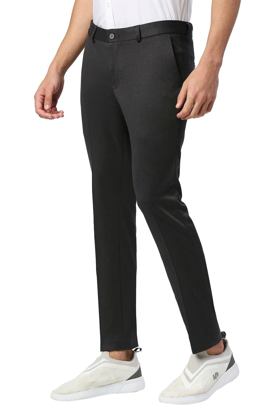 BASICS TAPERED FIT ASPHALT POLY RAYON STRETCH KNIT TROUSERS