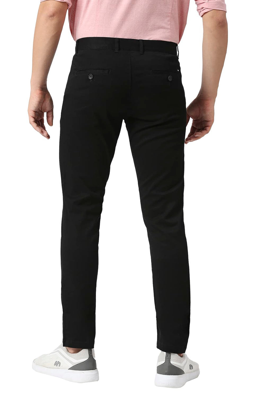 BASICS TAPERED FIT PIRATE BLACK COTTON STRETCH TROUSERS