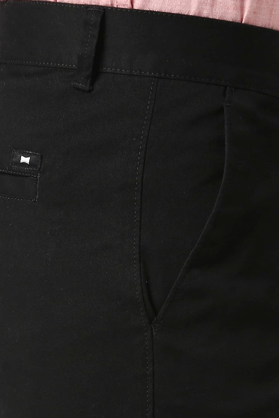 BASICS TAPERED FIT PIRATE BLACK COTTON STRETCH TROUSERS