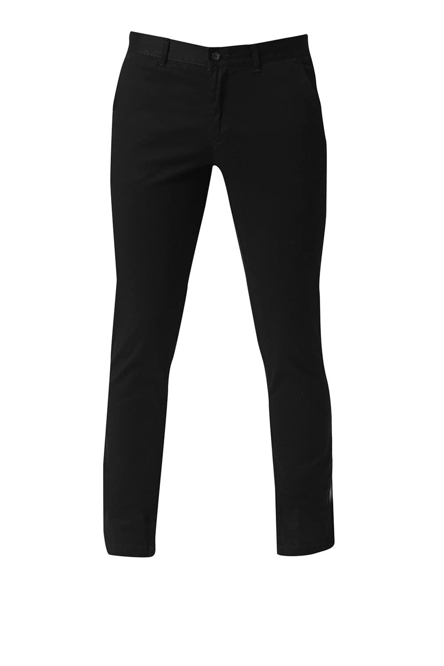 BASICS TAPERED FIT PIRATE BLACK COTTON STRETCH TROUSERS