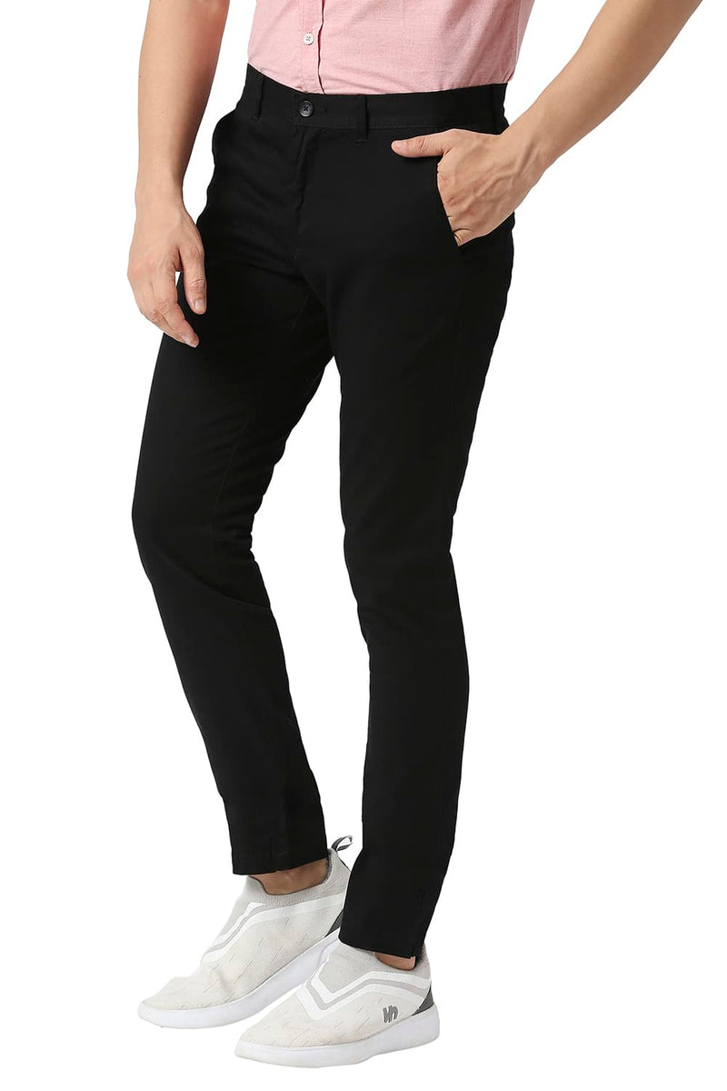 BASICS TAPERED FIT COTTON STRETCH TROUSERS