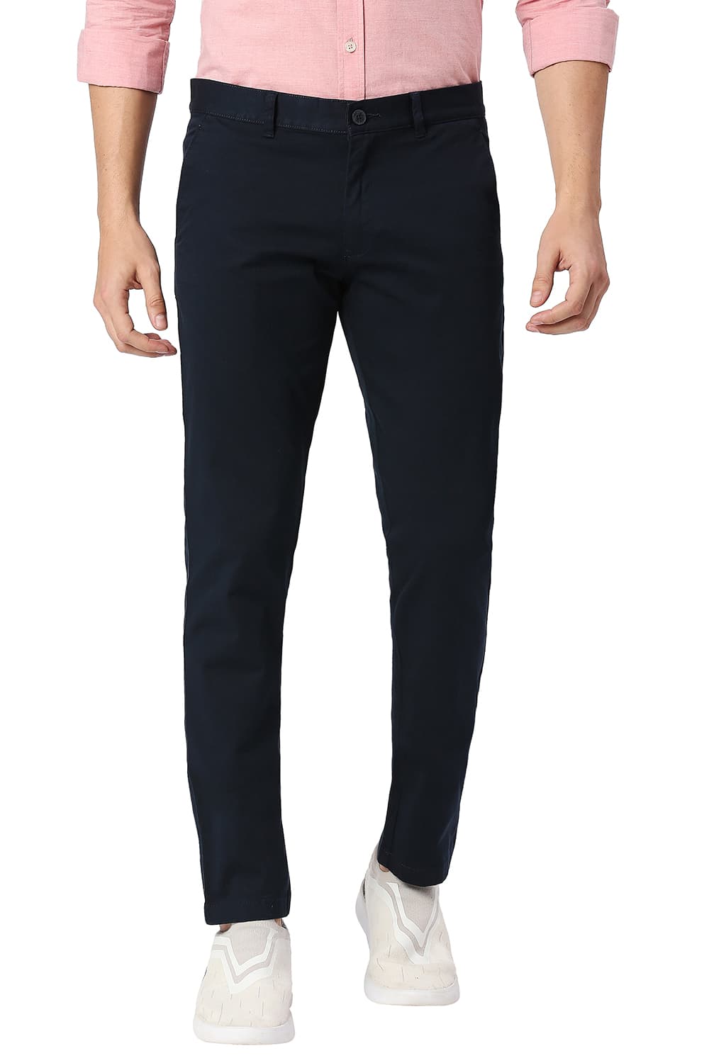 BASICS TAPERED FIT COTTON STRETCH TROUSERS