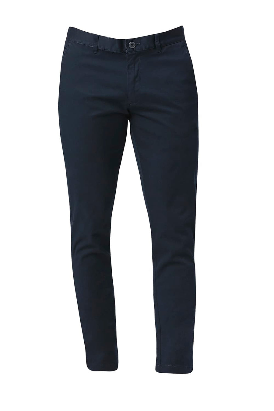 BASICS TAPERED FIT SPACE NAVY COTTON STRETCH TROUSERS