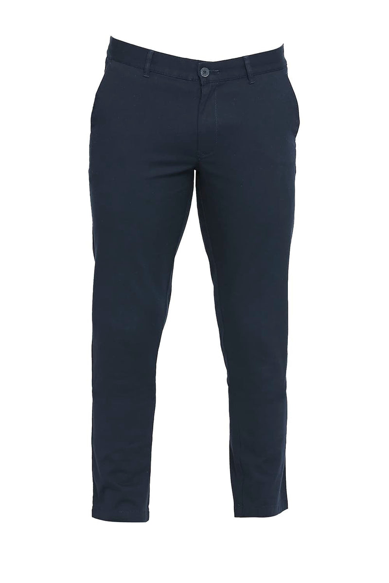 BASICS TAPERED FIT COTTON STRETCH TROUSERS