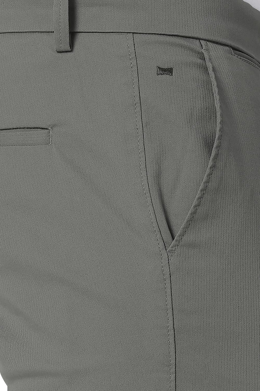 BASICS SKINNY FIT AGAVE GREY COTTON STRETCH TROUSERS