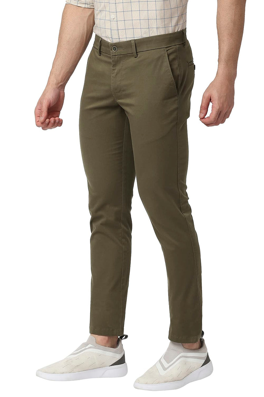 BASICS SKINNY FIT COCOA BROWN COTTON STRETCH TROUSERS
