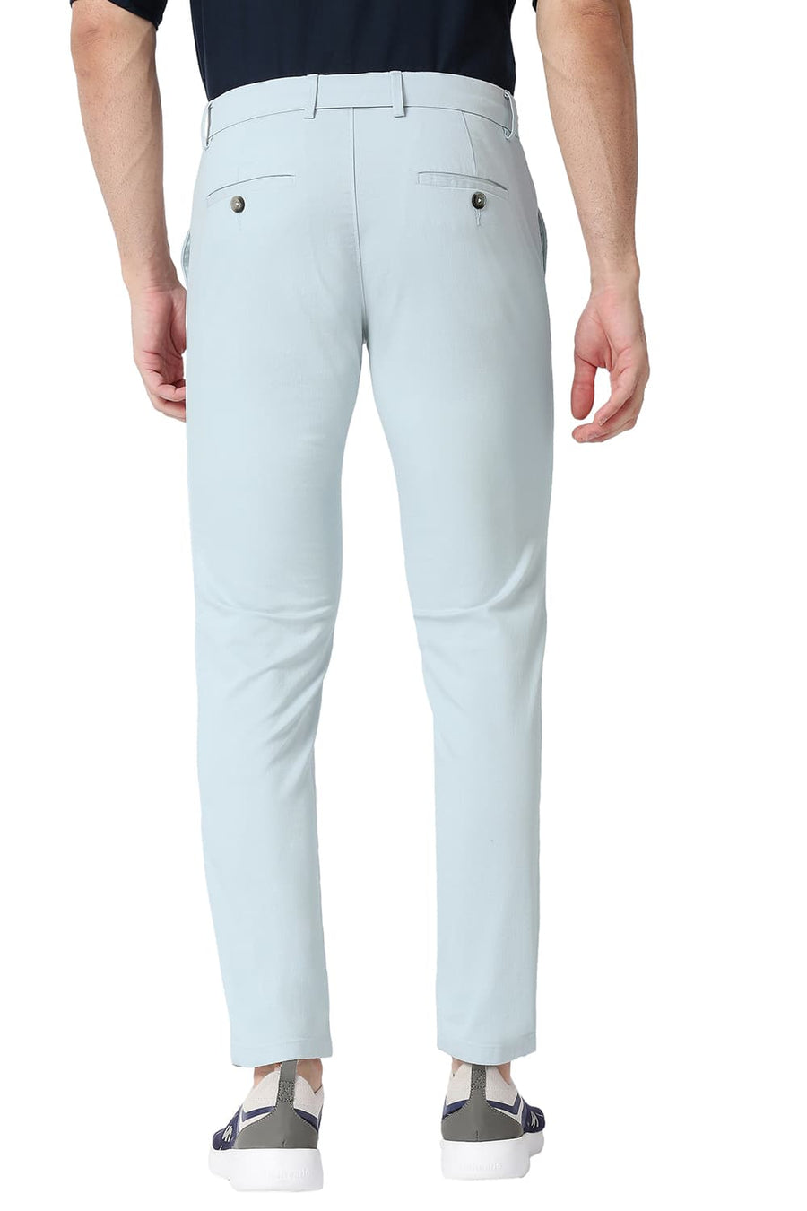 BASICS SKINNY FIT PLEIN GREY COTTON STRETCH TROUSERS