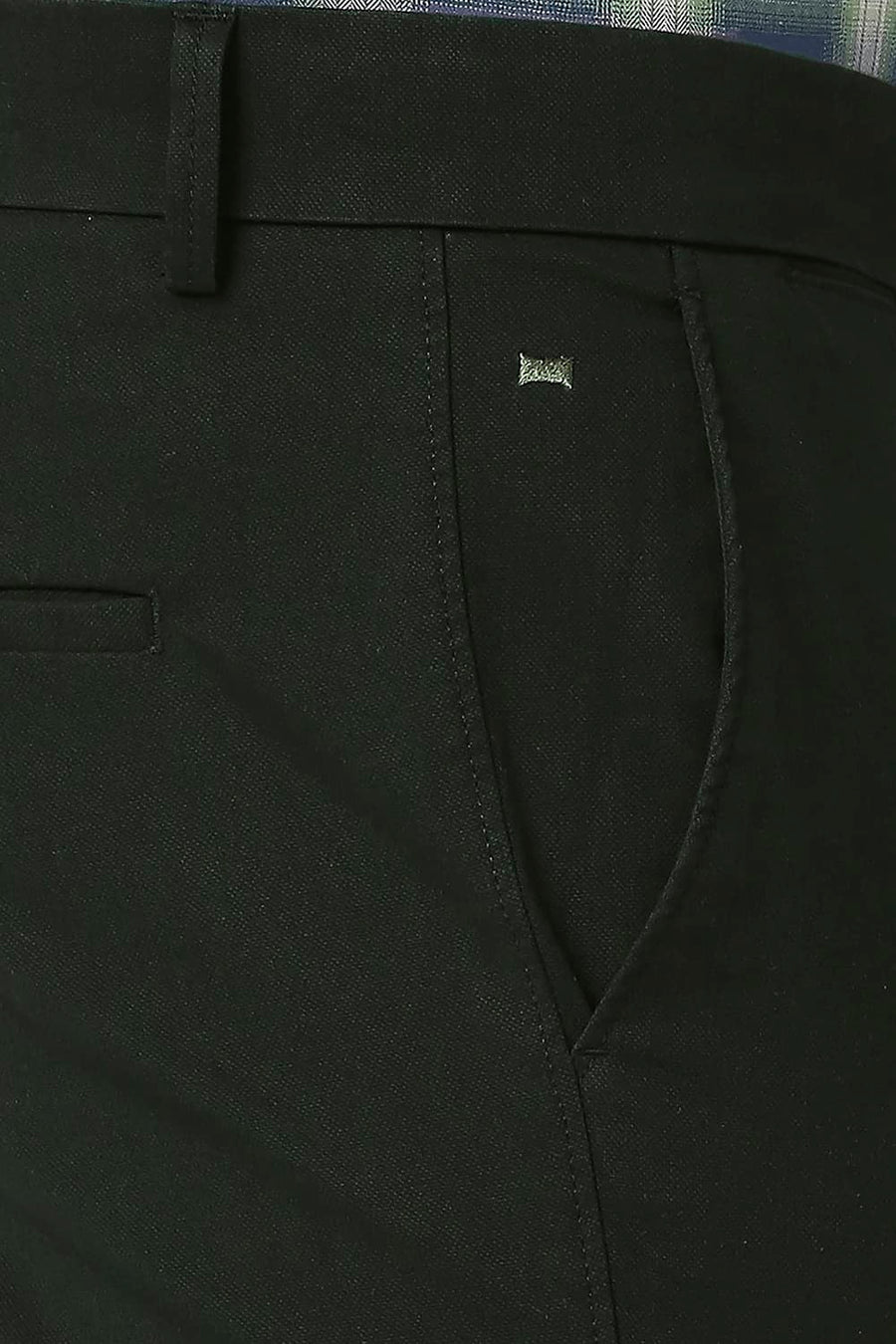 BASICS SKINNY FIT SPRUCE GREEN COTTON STRETCH TROUSERS