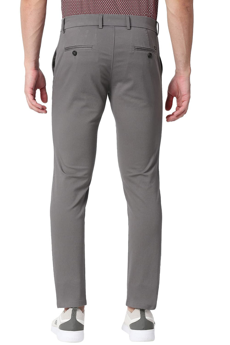 BASICS SKINNY FIT DRIFTWORD GREY COTTON STRETCH TROUSERS