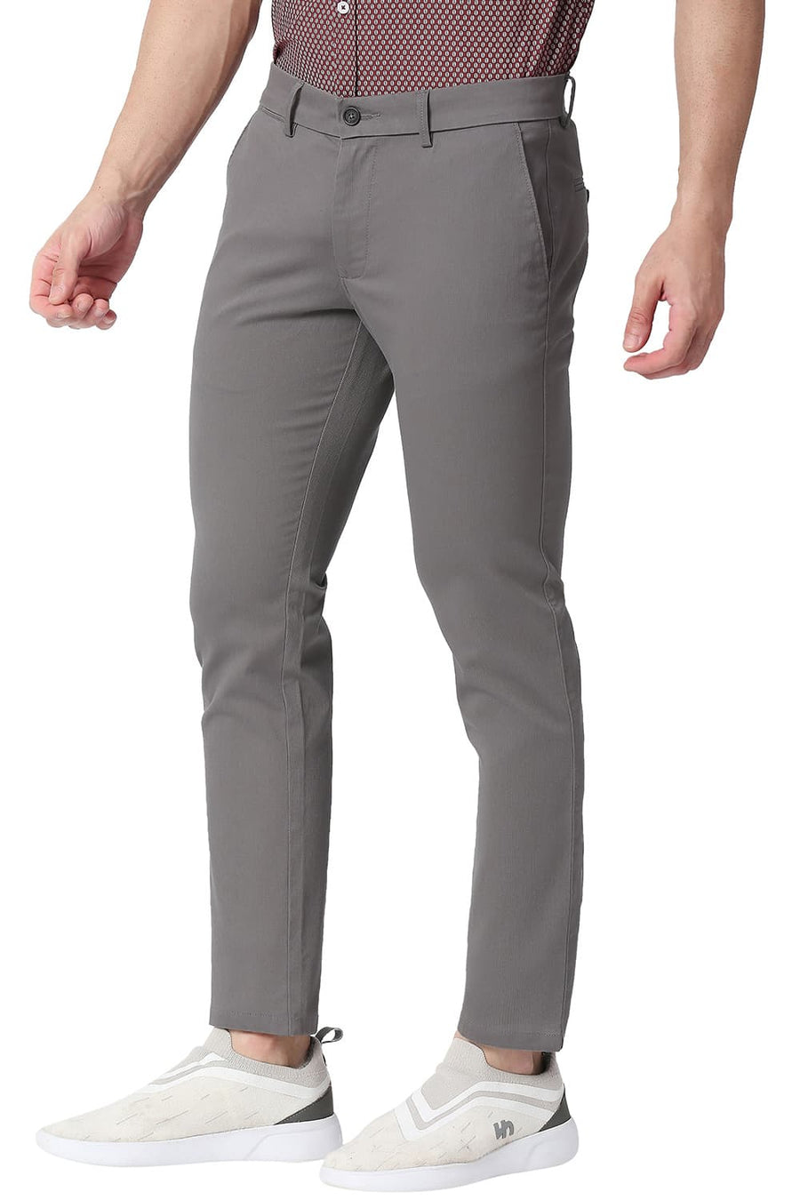 BASICS SKINNY FIT DRIFTWORD GREY COTTON STRETCH TROUSERS