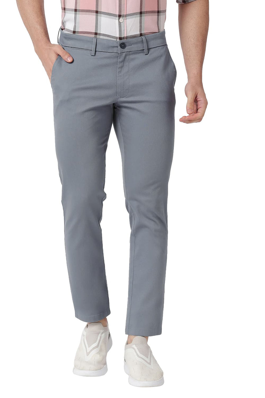 BASICS SKINNY FIT TURBULENCE BLUE COTTON STRETCH TROUSERS