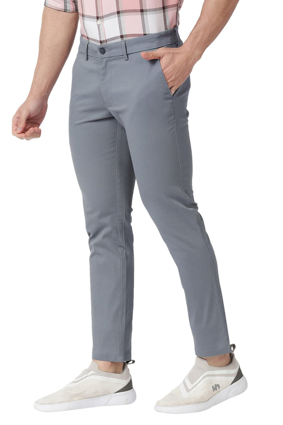 BASICS SKINNY FIT TURBULENCE BLUE COTTON STRETCH TROUSERS