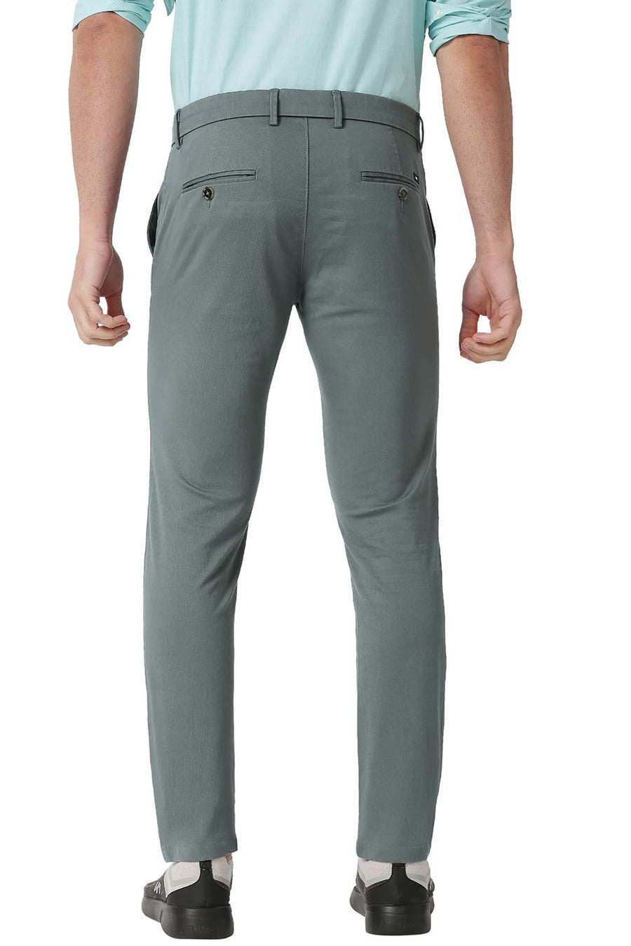 BASICS SKINNY FIT BALSAM GREEN COTTON STRETCH TROUSERS