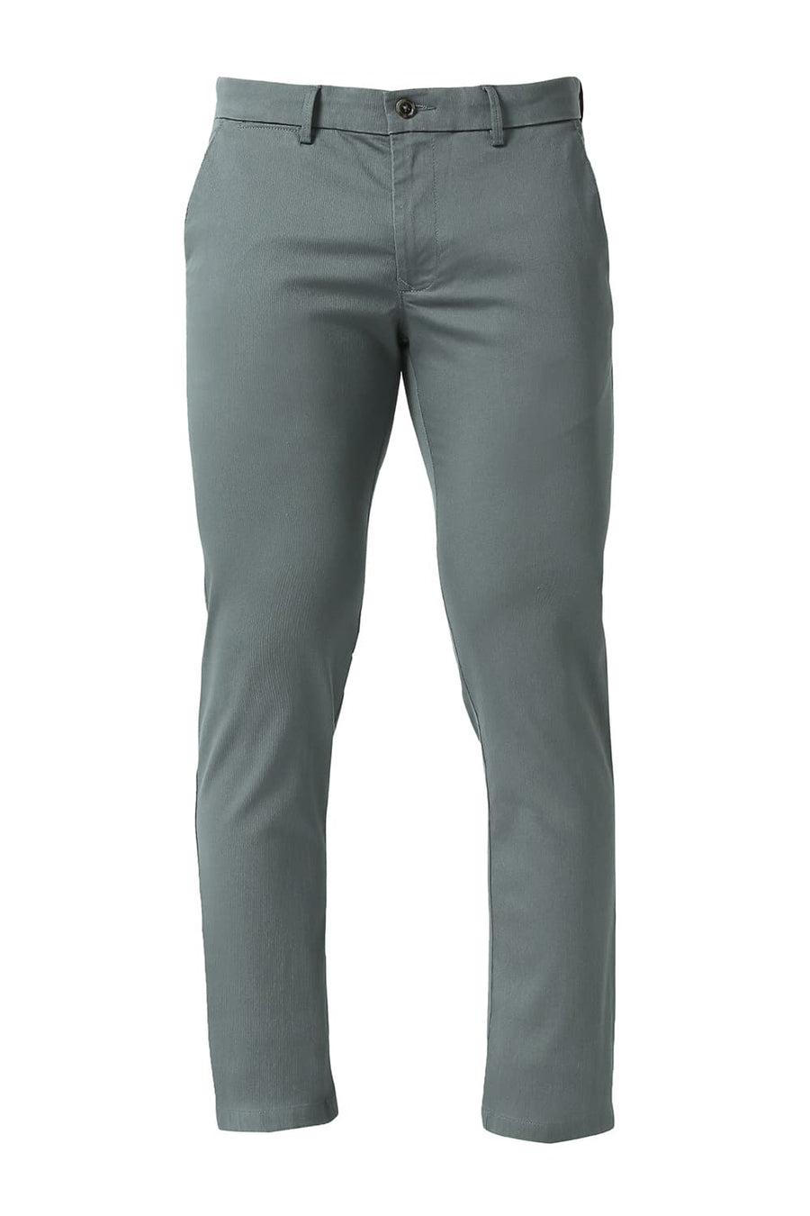 BASICS SKINNY FIT BALSAM GREEN COTTON STRETCH TROUSERS