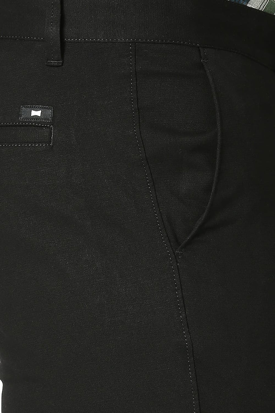 BASICS SKINNY FIT METEORITE BLACK COTTON STRETCH TROUSERS
