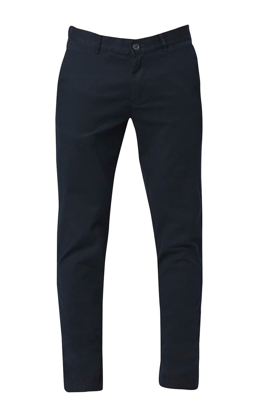 BASICS SKINNY FIT VULCAN NAVY COTTON STRETCH TROUSERS