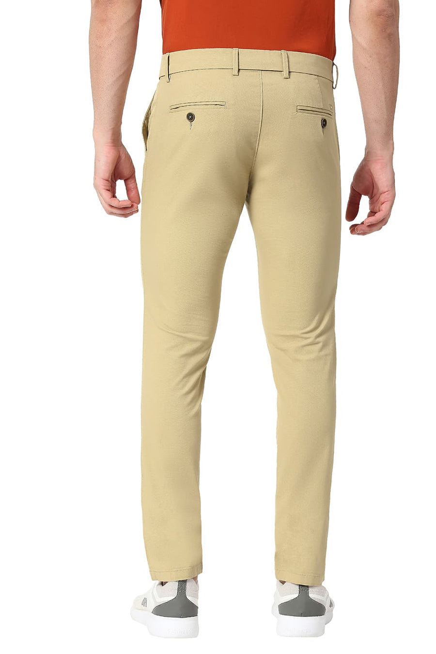 BASICS SKINNY FIT LATTE KHAKHI COTTON STRETCH TROUSERS