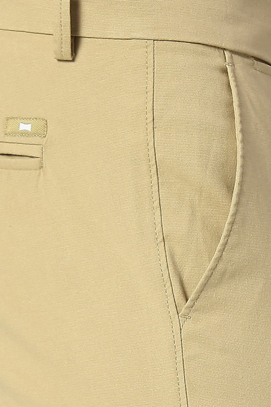 BASICS SKINNY FIT LATTE KHAKHI COTTON STRETCH TROUSERS