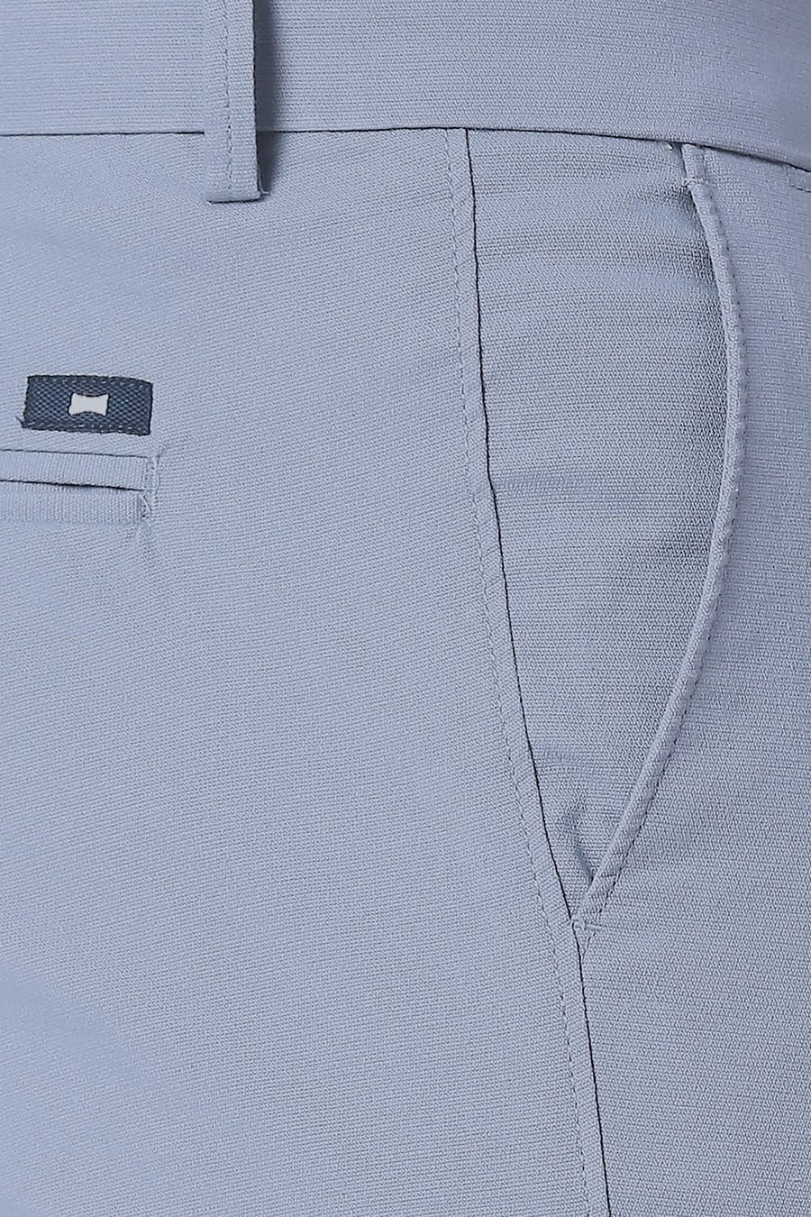 BASICS SKINNY FIT WEATHERVANE BLUE COTTON STRETCH TROUSERS
