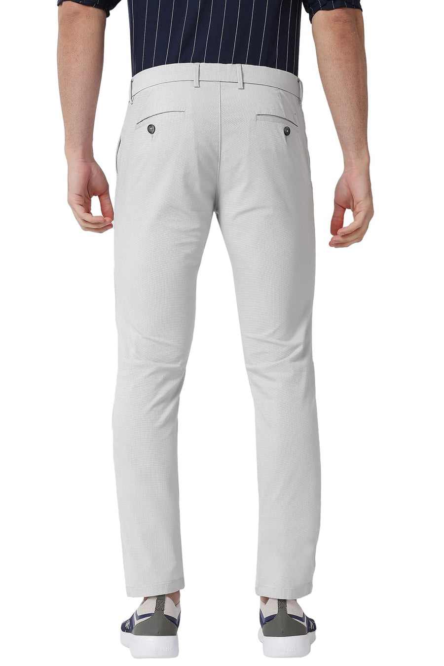 BASICS SKINNY FIT NIMBUS GREY COTTON STRETCH TROUSERS
