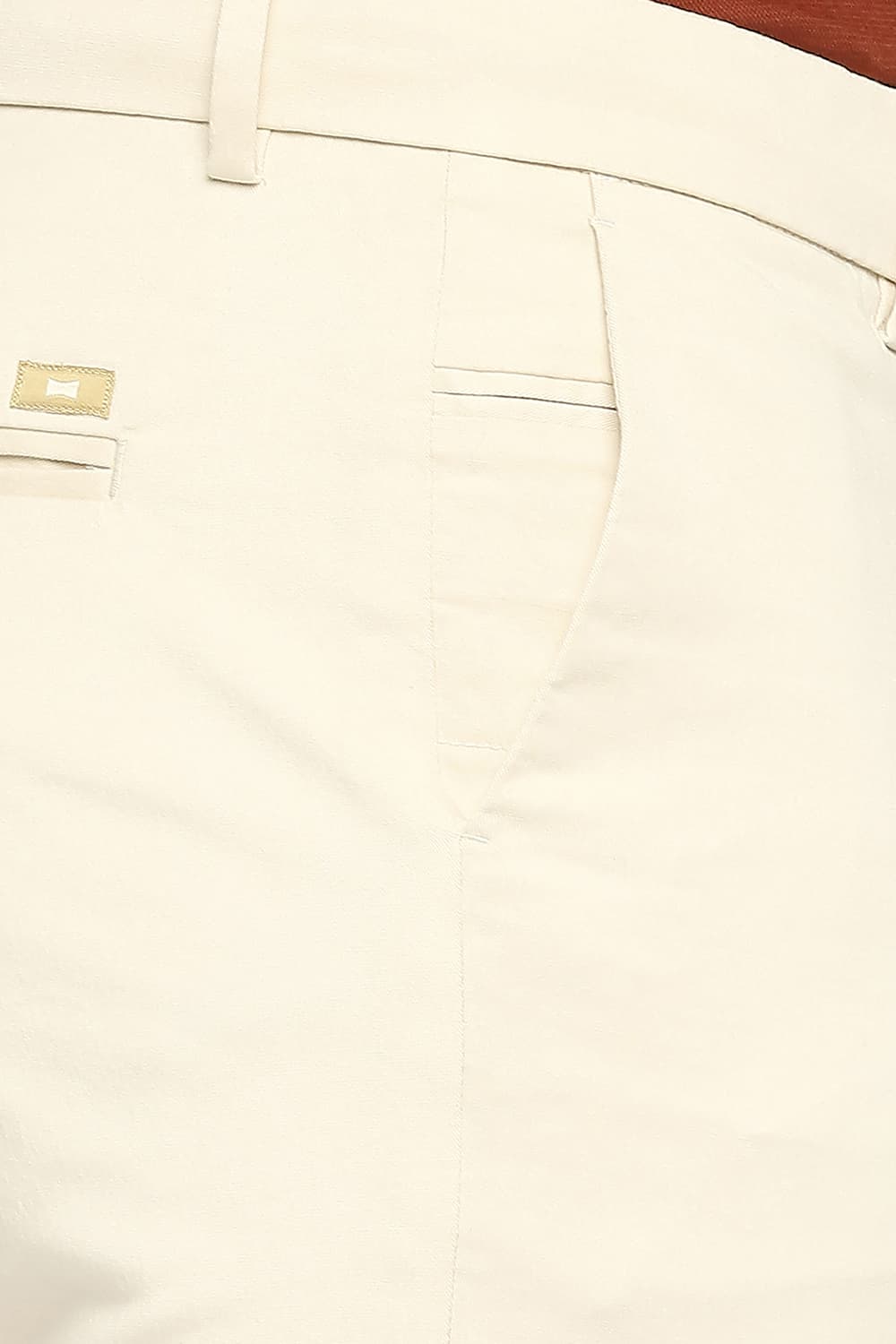 BASICS TAPERED FIT COTTON STRETCH PEACH TWILL TROUSERS