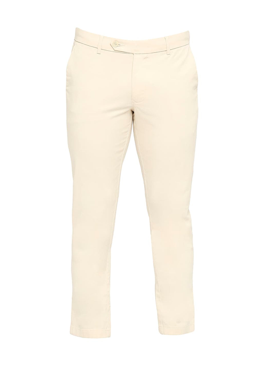 BASICS TAPERED FIT MACADAMIA PEACH COTTON STRETCH PEACH TWILL TROUSERS