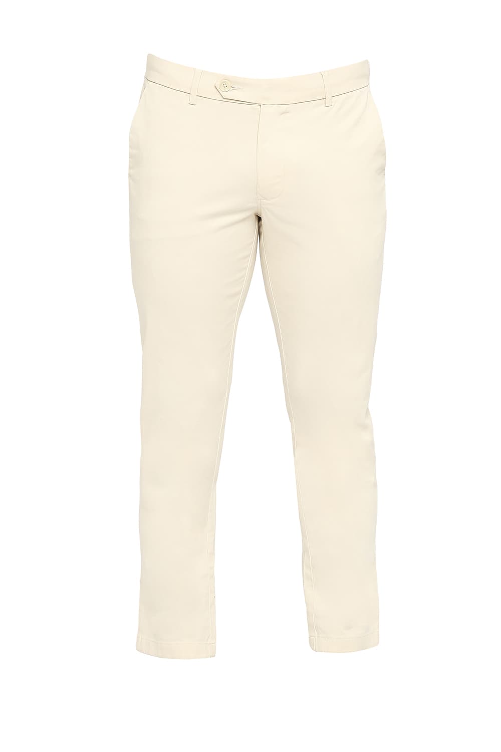 BASICS TAPERED FIT COTTON STRETCH PEACH TWILL TROUSERS