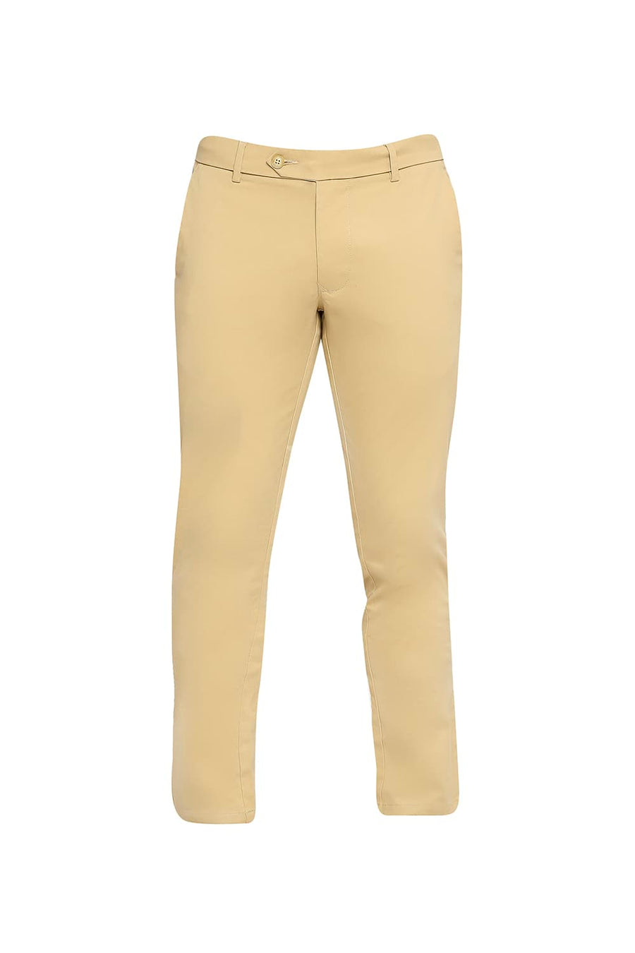 BASICS TAPERED FIT STARFISH KHAKI COTTON STRETCH PEACH TWILL TROUSERS