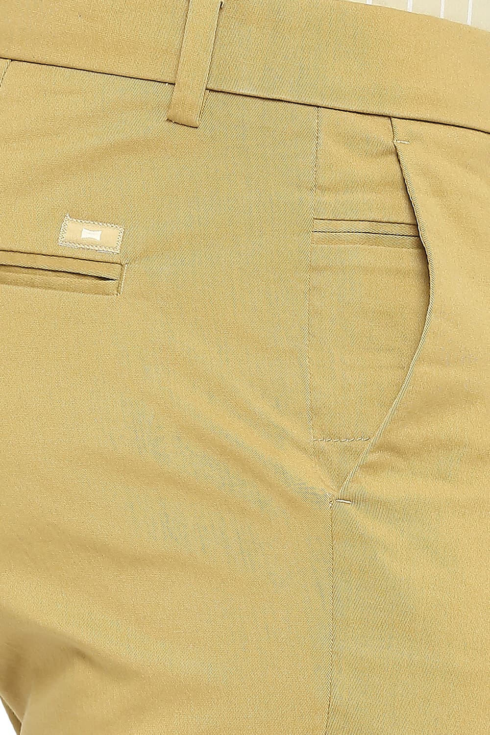 BASICS TAPERED FIT COTTON STRETCH PEACH TWILL TROUSERS