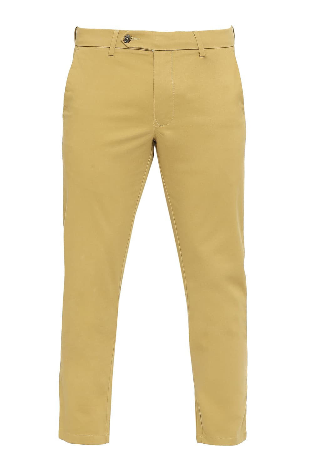 BASICS TAPERED FIT COTTON STRETCH PEACH TWILL TROUSERS