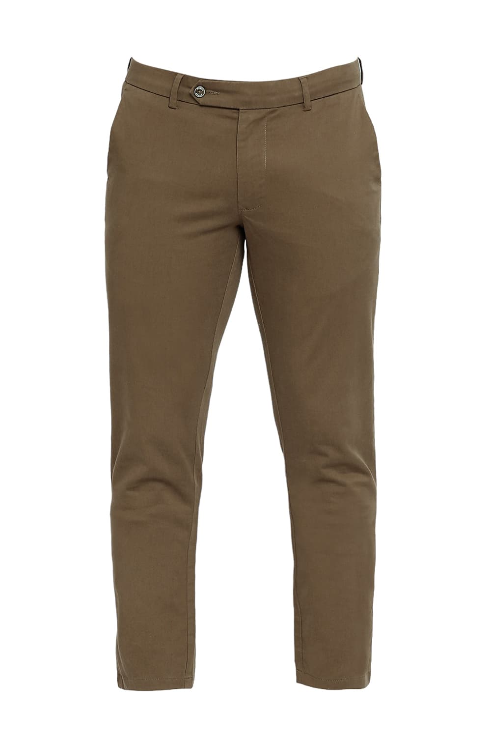 BASICS TAPERED FIT COTTON STRETCH PEACH TWILL TROUSERS