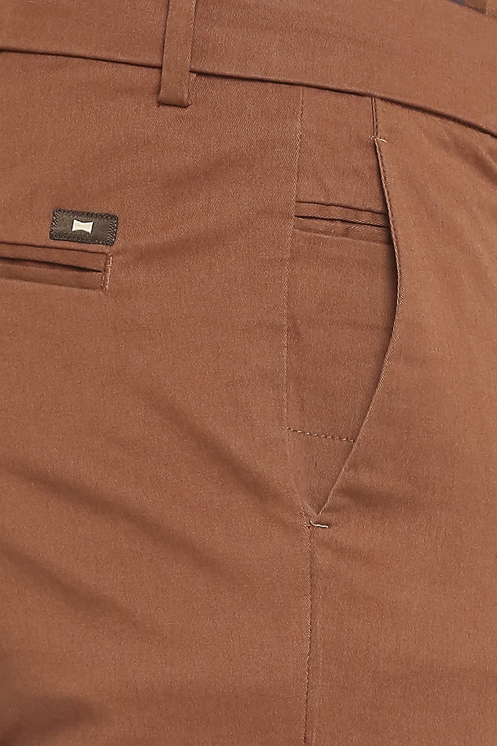 BASICS TAPERED FIT COTTON STRETCH PEACH TWILL TROUSERS