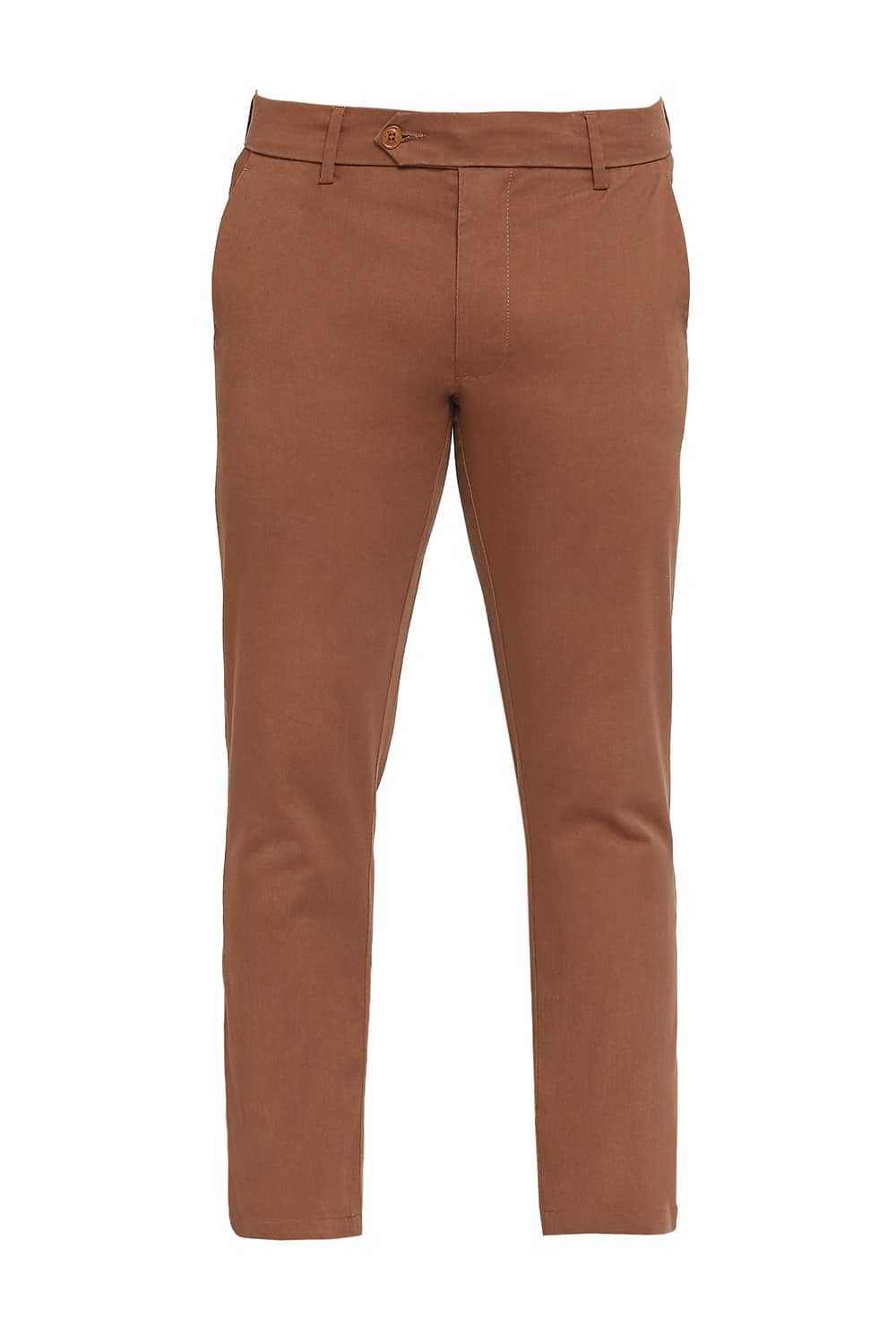 BASICS TAPERED FIT COTTON STRETCH PEACH TWILL TROUSERS