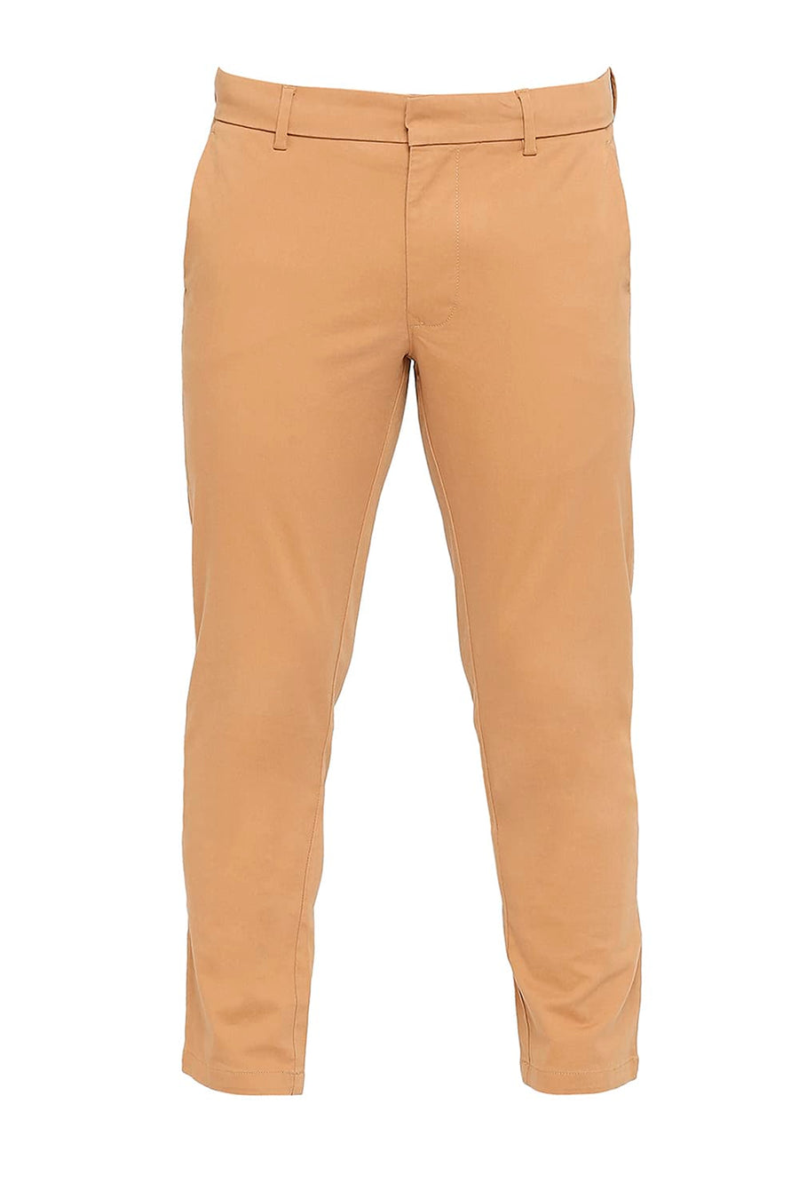 BASICS TAPERED FIT BUTTERUM PEACH COTTON STRETCH PEACH TWILL TROUSERS