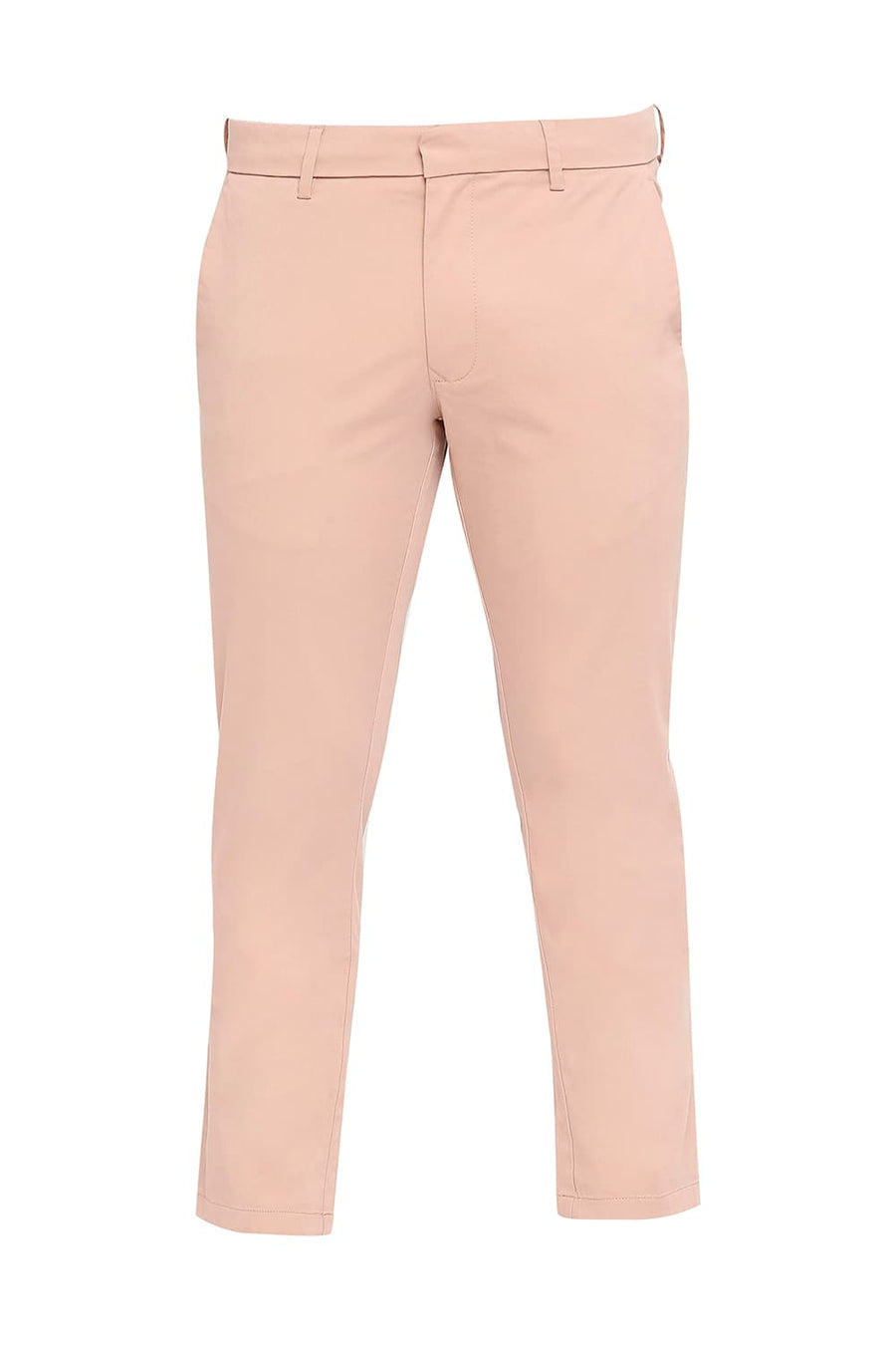 BASICS TAPERED FIT TUSCANY PINK COTTON STRETCH PEACH TWILL TROUSERS
