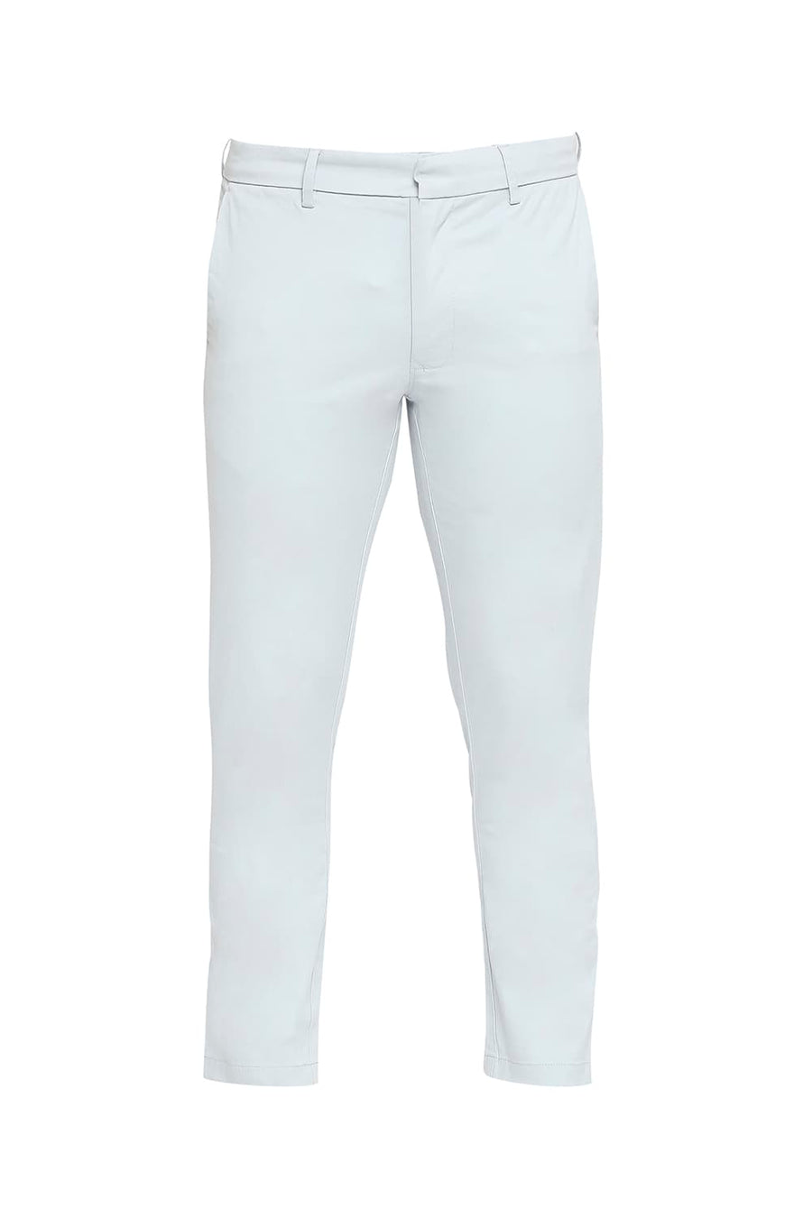 BASICS TAPERED FIT STERLING BLUE COTTON STRETCH PEACH TWILL TROUSERS
