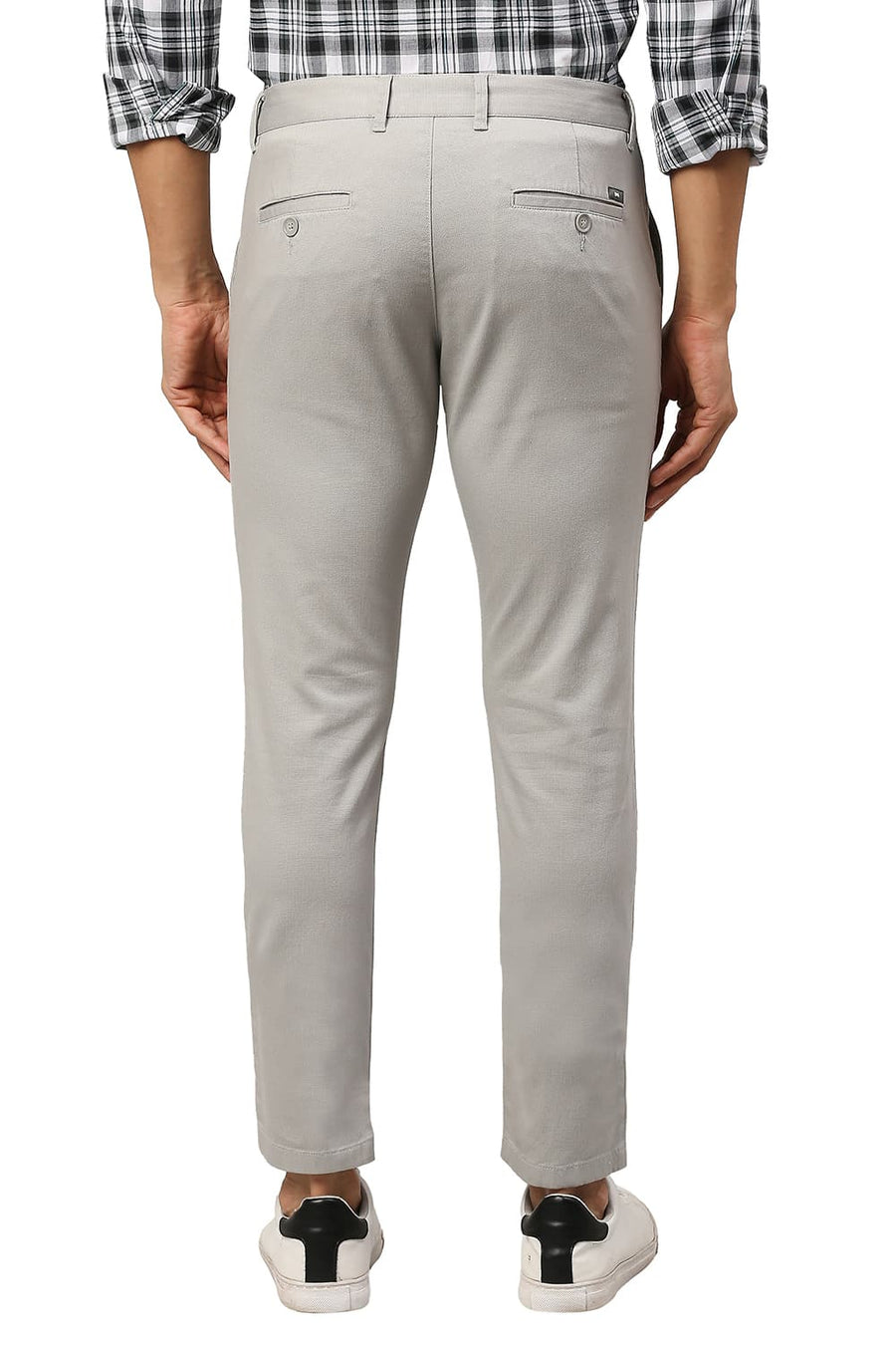 BASICS TAPERED FIT AGATE STONE COTTON STRETCH DOBBY TROUSERS